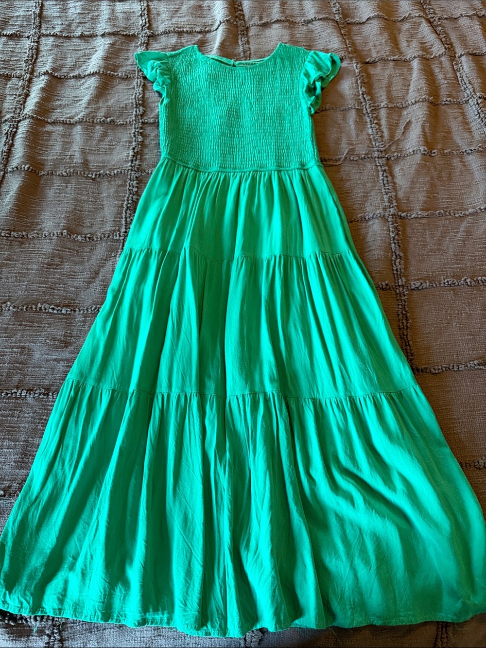 Girls' Green Tiered Maxi Dress - Kids Dress